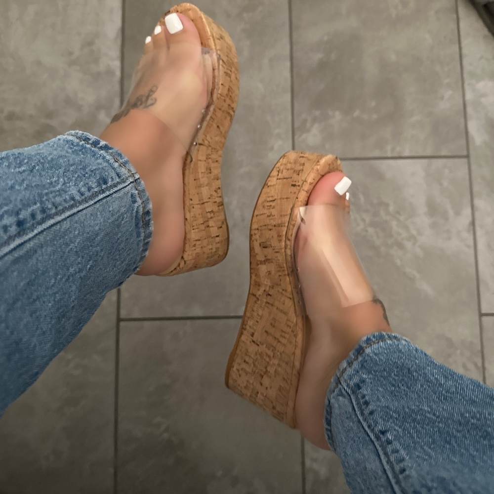 New!! Clear Cork Platform Sandal - Picture 6 of 6